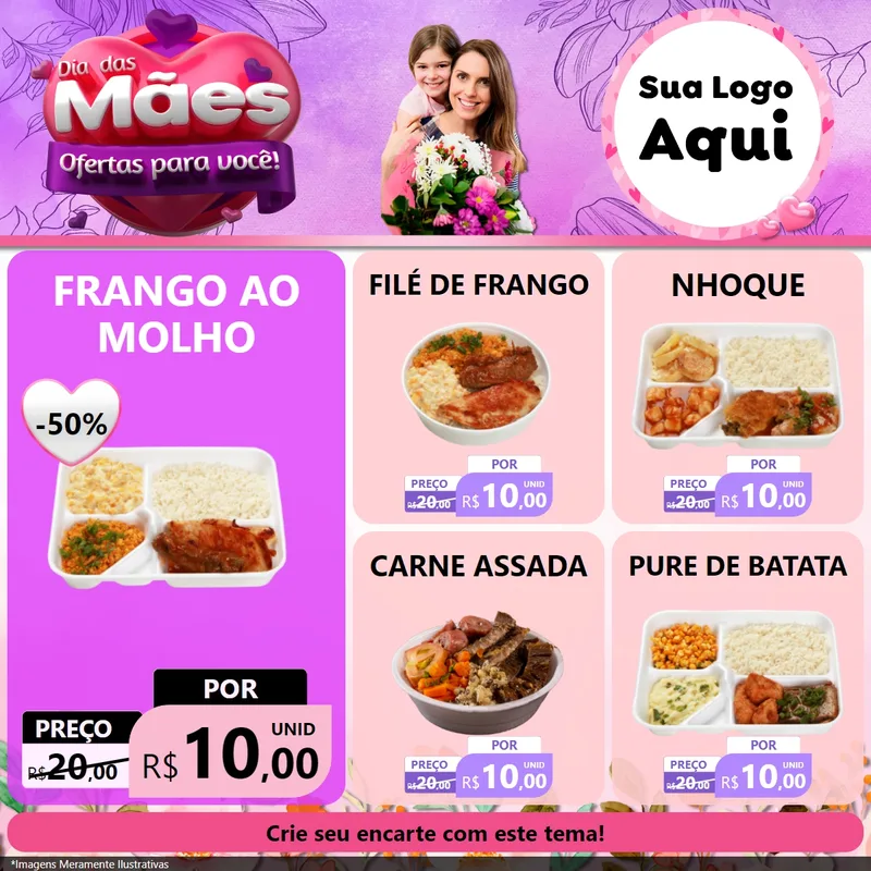 Modelo de Rede Social para Feed Facebook com o tema Dia das Mães Ofertas para Você! para Restaurante