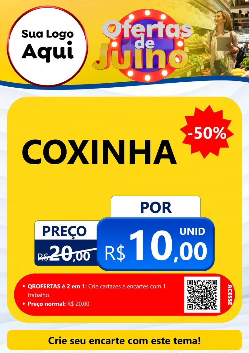 Modelo de Cartaz para Cartaz A4 Vertical com o tema Ofertas de Julho para Salgadaria
