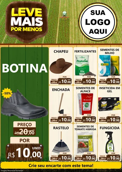 Modelo de Encarte para Encarte A4 Vertical com o tema Leve Mais Por Menos - Agro para Agropecuária