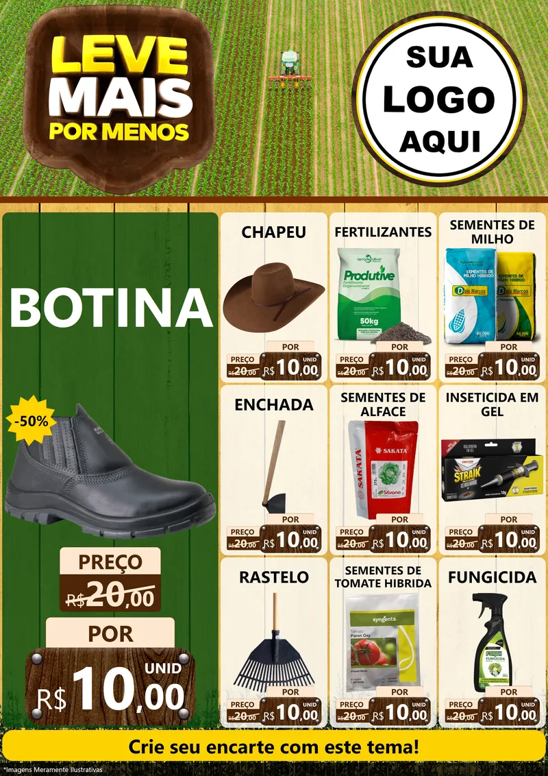 Modelo de Encarte para Encarte A4 Vertical com o tema Leve Mais Por Menos - Agro para Agropecuária
