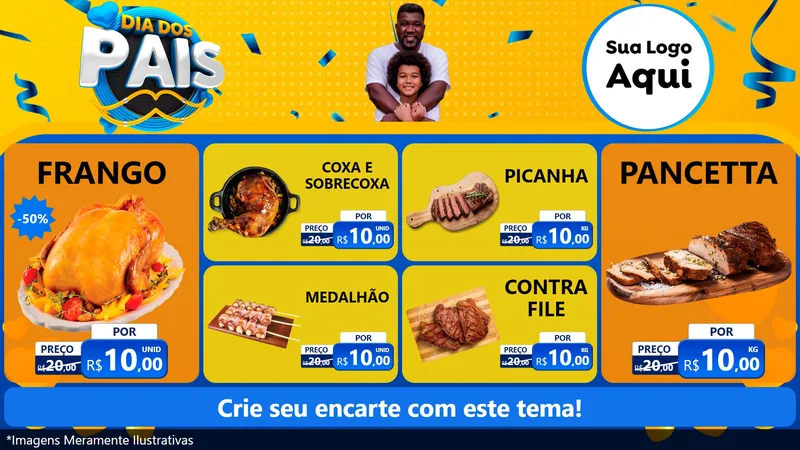 Modelo de TV para TV Horizontal com o tema Dia dos Pais para Assados