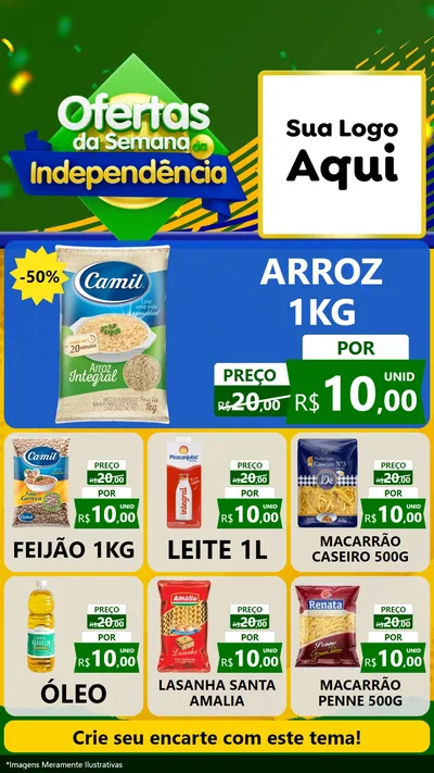 Modelo de Rede Social para Stories com o tema Ofertas da Semana da Independência para Supermercado