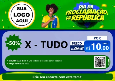 Modelo de Cartaz para Cartaz A4 Horizontal com o tema Dia Da Proclamação Da República para Hamburgueria