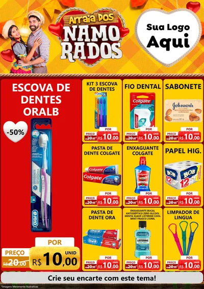 Modelo de Encarte para Encarte A4 Vertical com o tema Arraiá dos Namorados para Higiene Pessoal