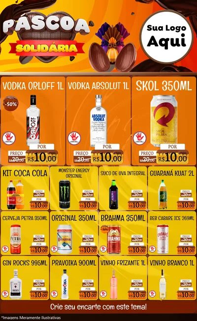 Modelo de Encarte para Encarte Grande com o tema Páscoa Solidária para Distribuidora de bebidas
