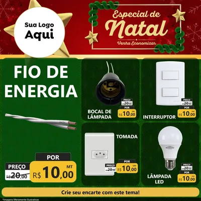 Modelo de Rede Social para Feed Facebook com o tema Especial de Natal para Materiais Elétricos