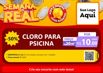 Modelo de Cartaz para Cartaz A4 Horizontal com o tema Semana do Real para Produtos para Piscina