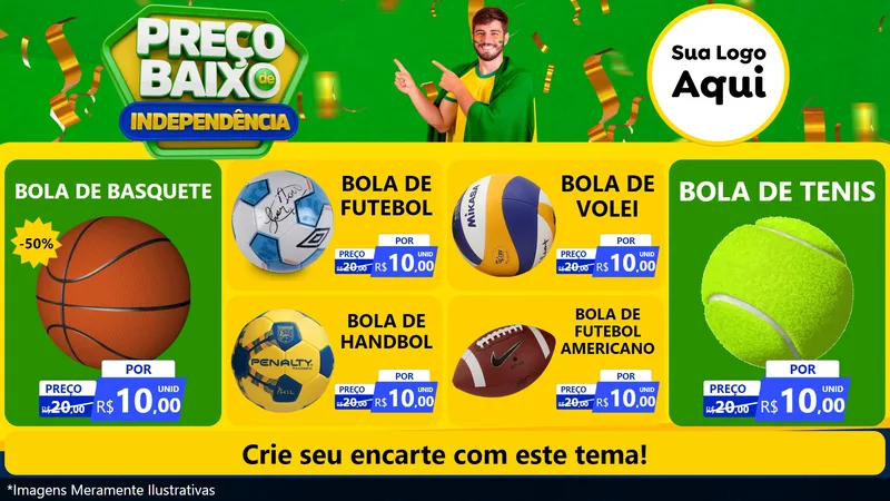 Modelo de TV para TV Horizontal com o tema Preço Baixo de Independência para Artigos Esportivos