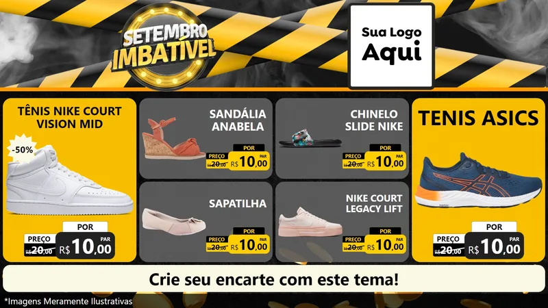 Modelo de TV para TV Horizontal com o tema Setembro Imbatível para Calçados