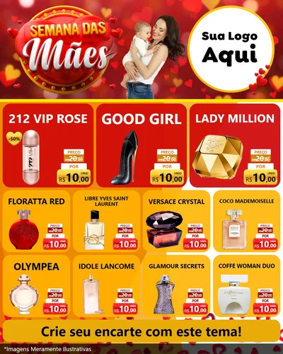 Modelo de Rede Social para Feed Instagram com o tema Semana das Mães para Perfumes