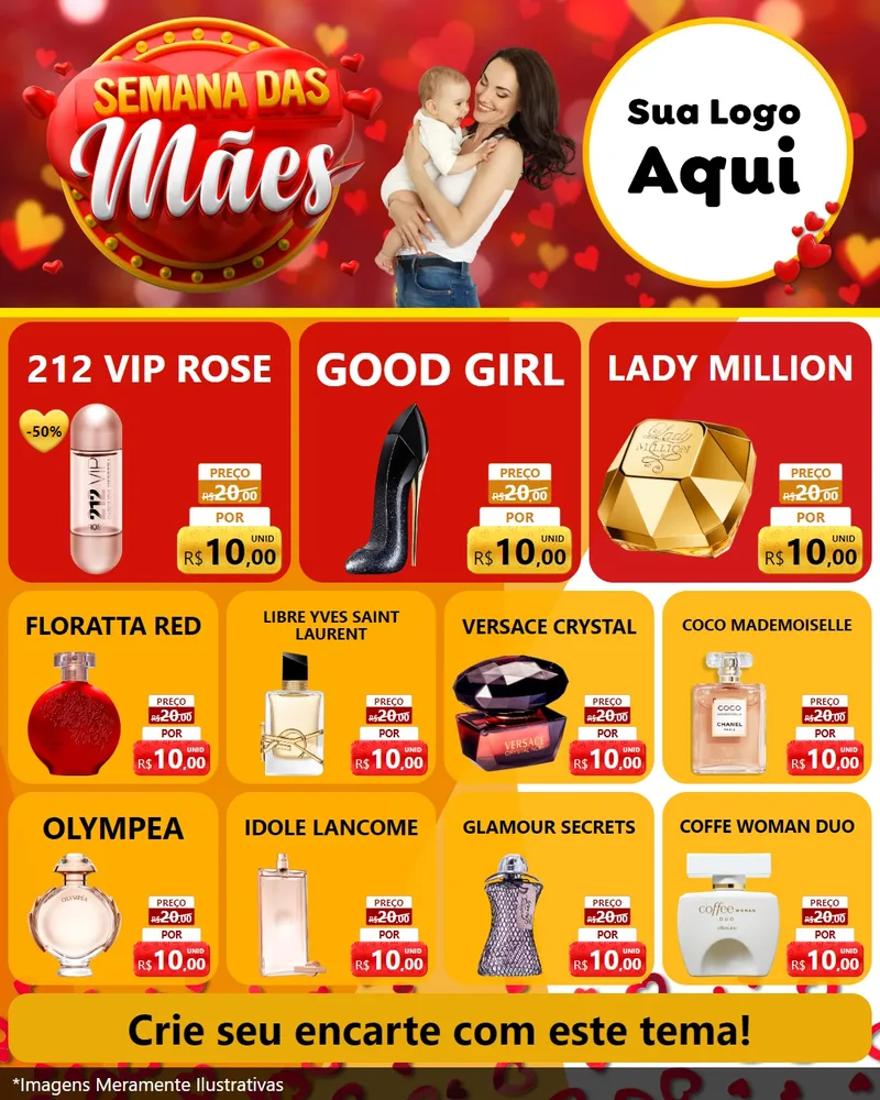 Modelo de Rede Social para Feed Instagram com o tema Semana das Mães para Perfumes