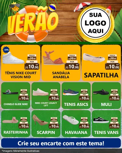 Modelo de Rede Social para Feed Instagram com o tema Verão para Calçados