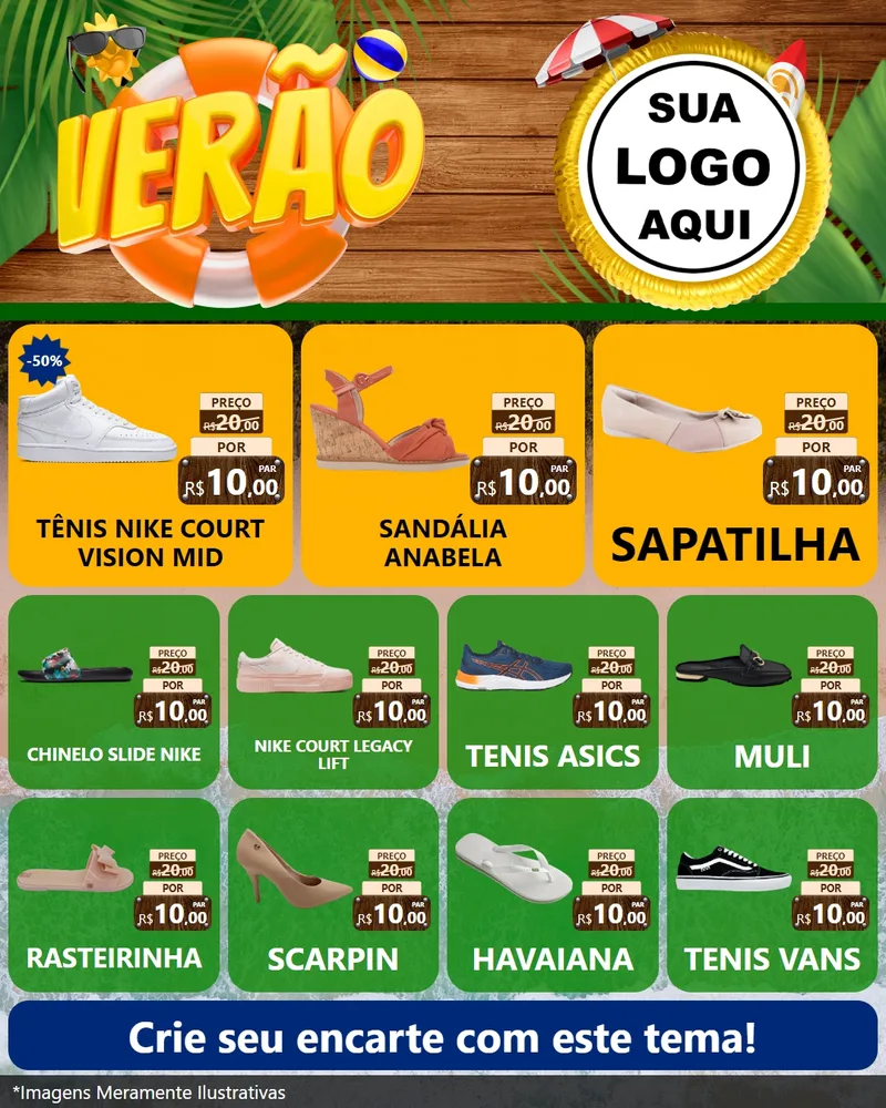 Modelo de Rede Social para Feed Instagram com o tema Verão para Calçados