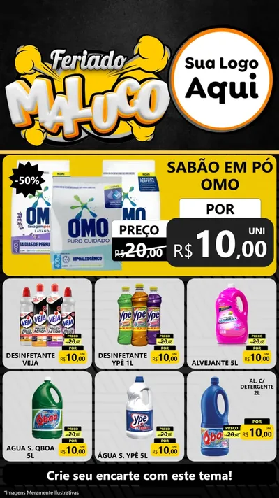 Modelo de Rede Social para Stories com o tema Feriado Maluco para Produtos de Limpeza