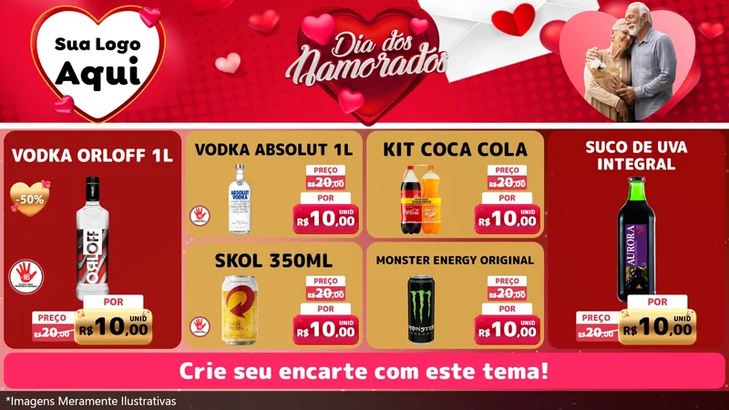 Modelo de TV para TV Horizontal com o tema Dia Dos Namorados para Distribuidora de bebidas