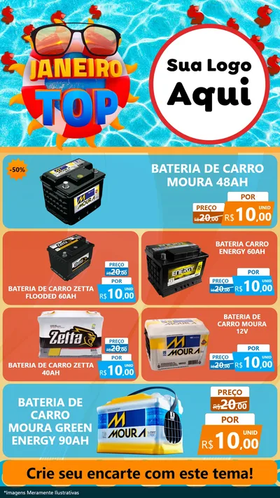 Modelo de TV para TV Vertical com o tema Janeiro Top para Baterias Elétricas