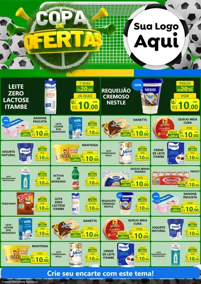 Modelo de Encarte para Encarte A4 Vertical com o tema Copa De Ofertas para Frios e Laticínios