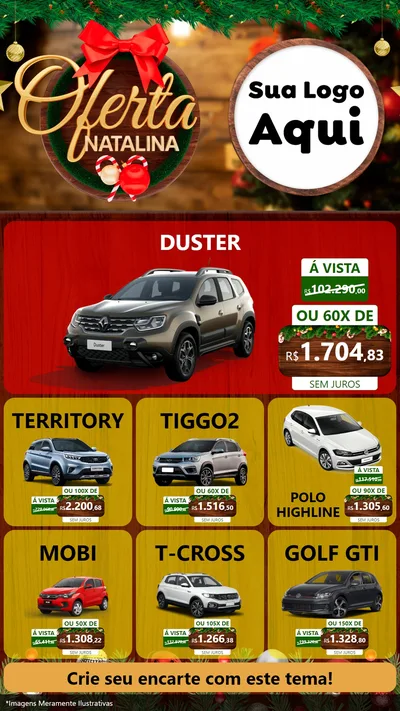 Modelo de Rede Social para Stories com o tema Ofertas Natalina para Concessionaria de Carros
