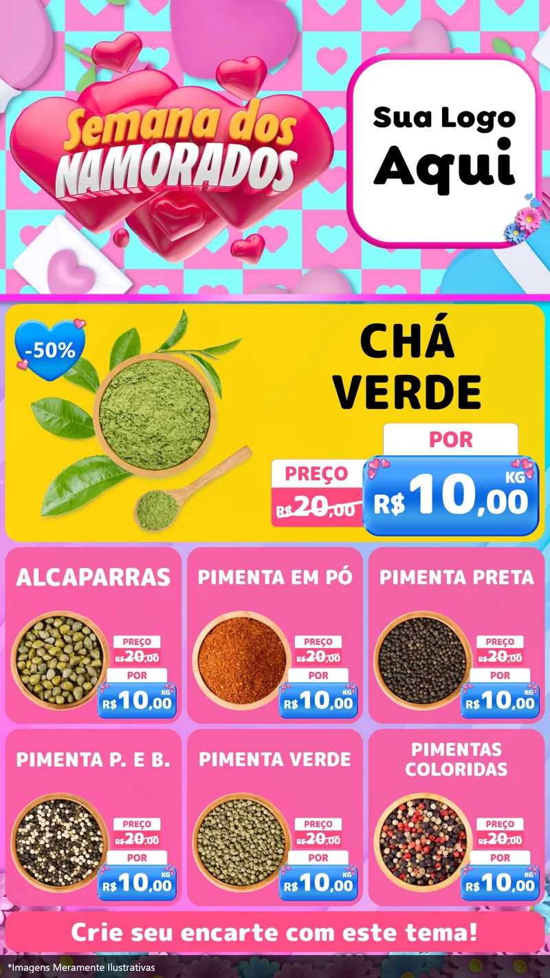 Modelo de Rede Social para Stories com o tema Semana dos Namorados para Produtos Naturais