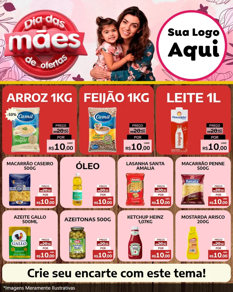 Modelo de Rede Social para Feed Instagram com o tema Dia Das Mães De Ofertas para Supermercado
