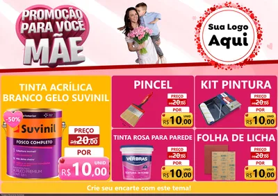 Modelo de Encarte para Encarte A4 Horizontal com o tema Promoção Para Você Mãe para Tintas e Ferramentas