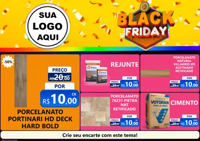 Modelo de Encarte para Encarte A4 Horizontal com o tema Black Friday para Pisos e revestimentos