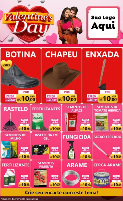 Modelo de Encarte para Encarte Grande com o tema Valentine's Day para Agropecuária