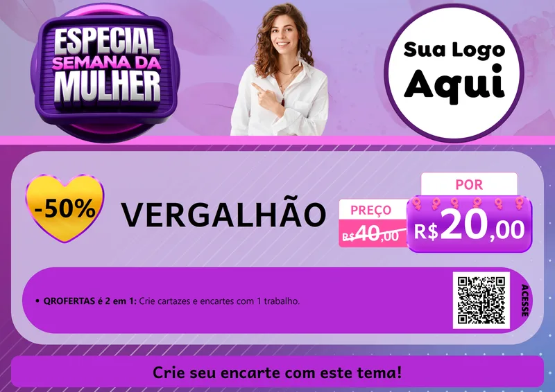 Modelo de Cartaz para Cartaz A4 Horizontal com o tema Especial Semana da Mulher para Ferragens