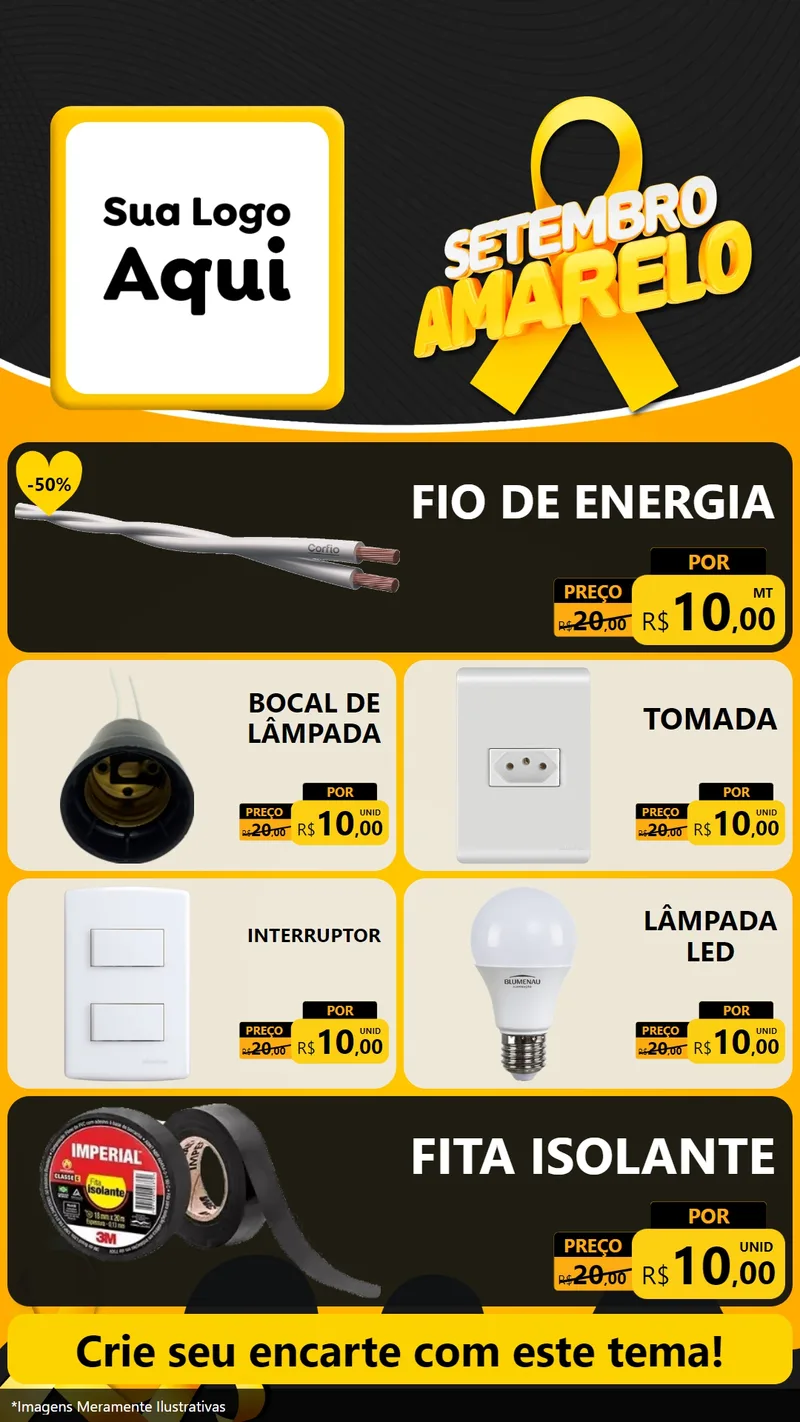 Modelo de TV para TV Vertical com o tema Setembro Amarelo para Materiais Elétricos
