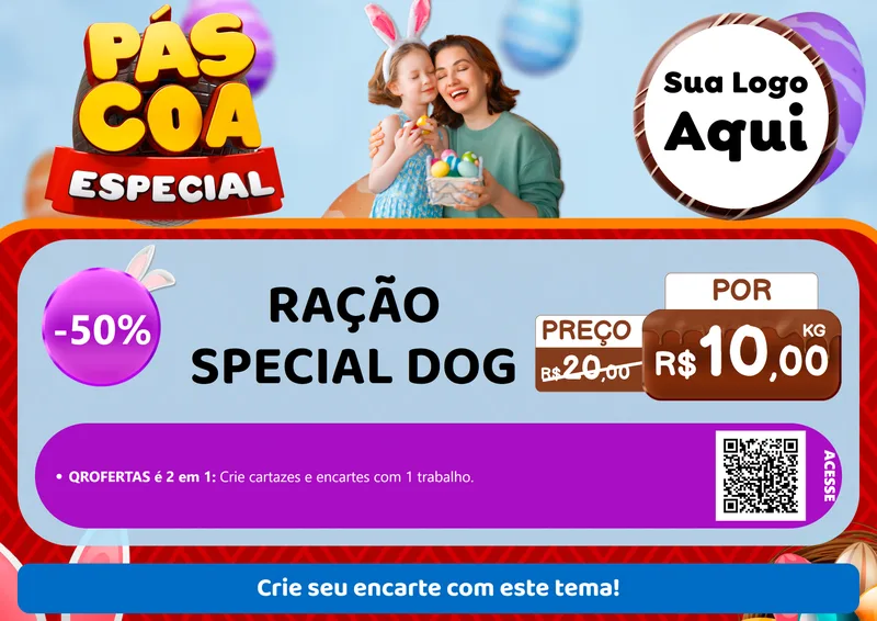 Modelo de Cartaz para Cartaz A4 Horizontal com o tema Páscoa Especial para Pet Shop