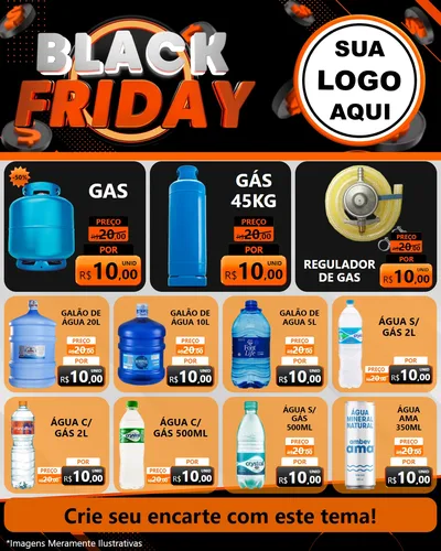 Modelo de Rede Social para Feed Instagram com o tema Black Friday para Água e gás