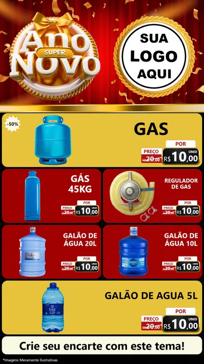Modelo de TV para TV Vertical com o tema Super Ano Novo para Água e gás
