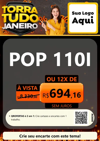 Modelo de Cartaz para Cartaz A4 Vertical com o tema Torra Tudo Janeiro para Concessionaria de Motos