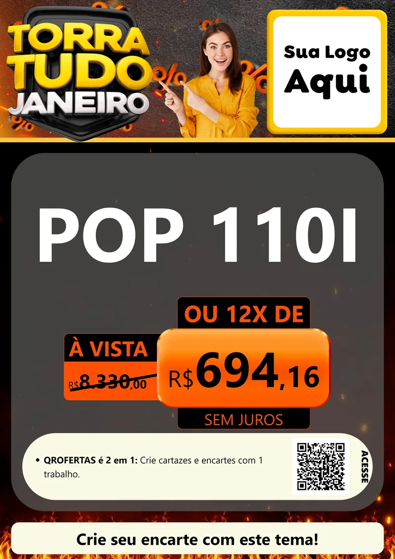 Modelo de Cartaz para Cartaz A4 Vertical com o tema Torra Tudo Janeiro para Concessionaria de Motos