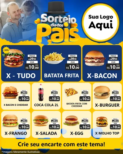 Modelo de Rede Social para Feed Instagram com o tema Sorteio Dia Dos Pais para Hamburgueria