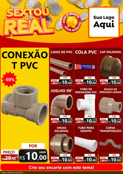 Modelo de Encarte para Encarte A4 Vertical com o tema Sextou do Real para Tubos e conexões