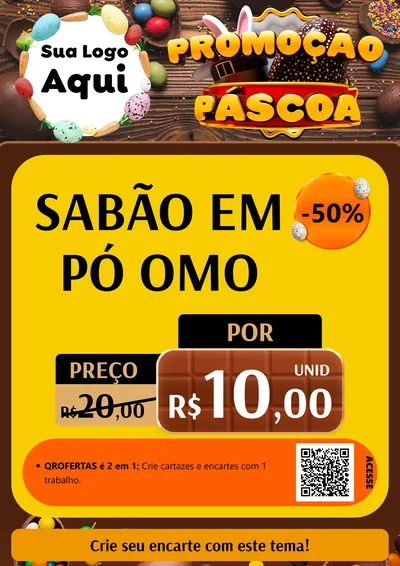 Modelo de Cartaz para Cartaz A4 Vertical com o tema Promoção Páscoa para Produtos de Limpeza