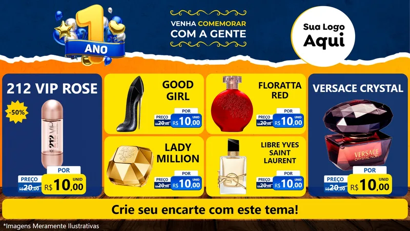 Modelo de TV para TV Horizontal com o tema Um Ano de Aniversário para Perfumes