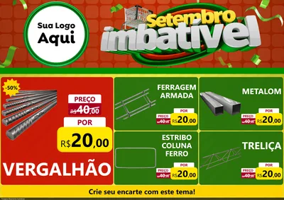 Modelo de Encarte para Encarte A4 Horizontal com o tema Setembro Imbatível para Ferragens