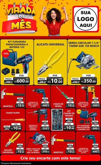 Modelo de Encarte para Encarte Grande com o tema Virada de Mês para Maquinas e Ferramentas