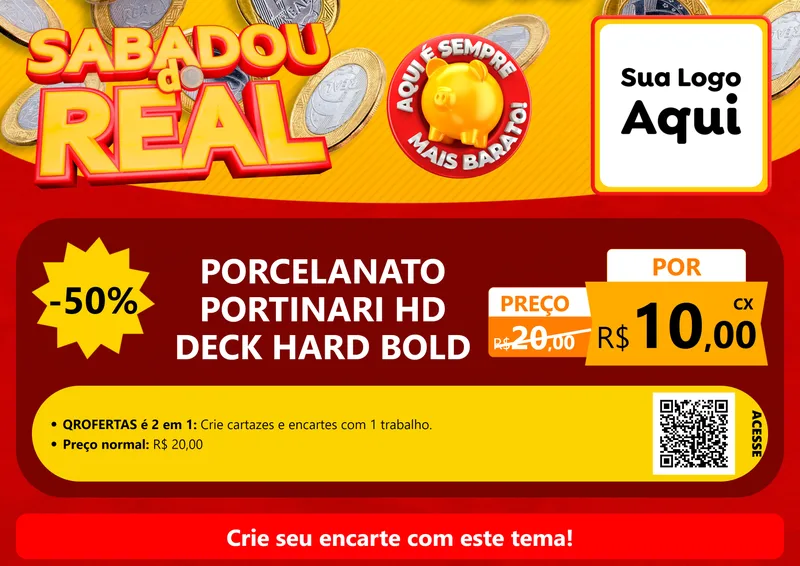 Modelo de Cartaz para Cartaz A4 Horizontal com o tema Sabadou do Real para Pisos e revestimentos
