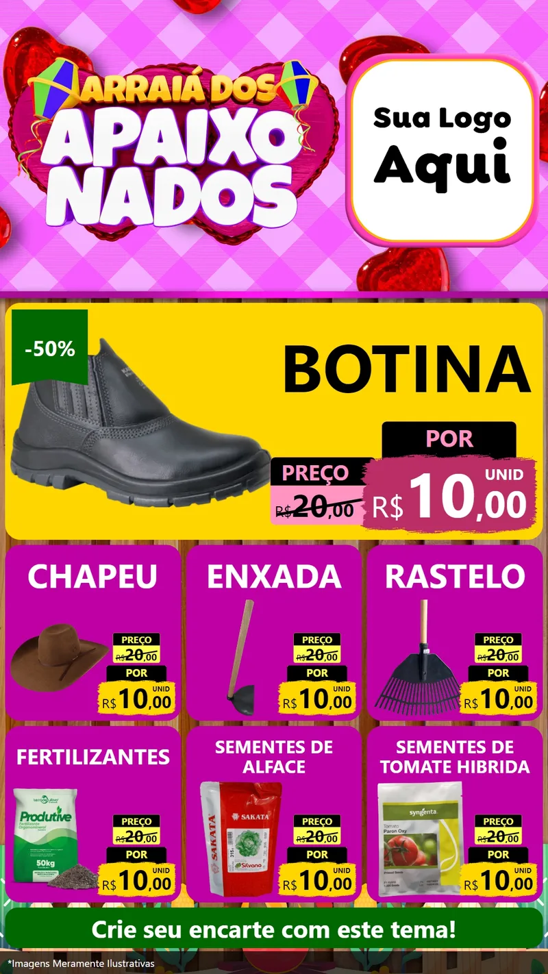 Modelo de Rede Social para Stories com o tema Arraiá dos Apaixonados para Agropecuária