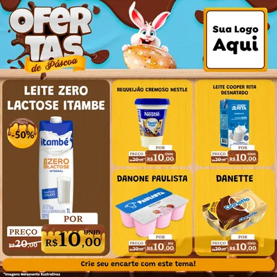 Modelo de Rede Social para Feed Facebook com o tema Ofertas de Páscoa para Frios e Laticínios