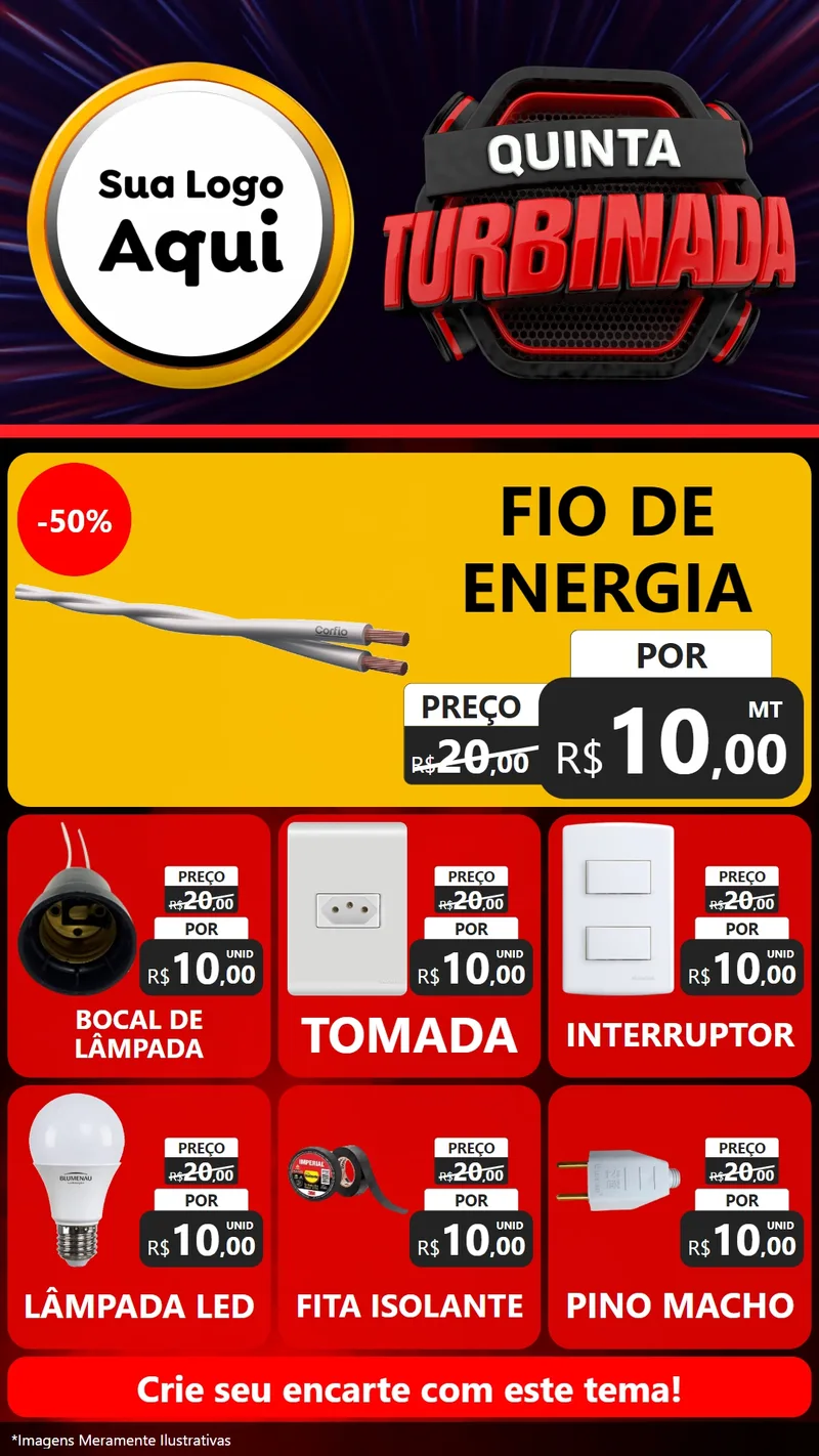 Modelo de Rede Social para Stories com o tema Quinta Turbinada para Materiais Elétricos