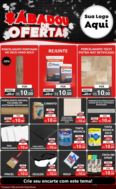 Modelo de Encarte para Encarte Grande com o tema Sabadou de Ofertas para Pisos e revestimentos