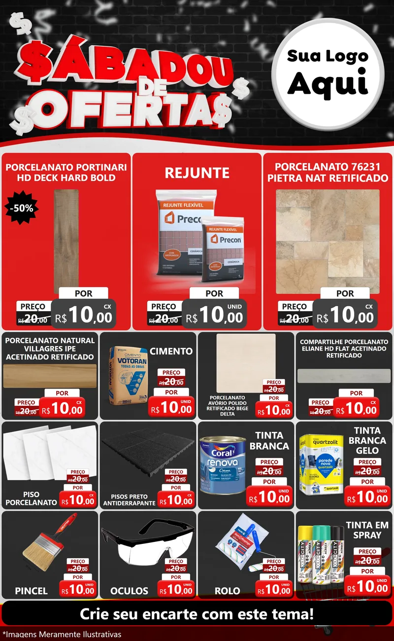 Modelo de Encarte para Encarte Grande com o tema Sabadou de Ofertas para Pisos e revestimentos