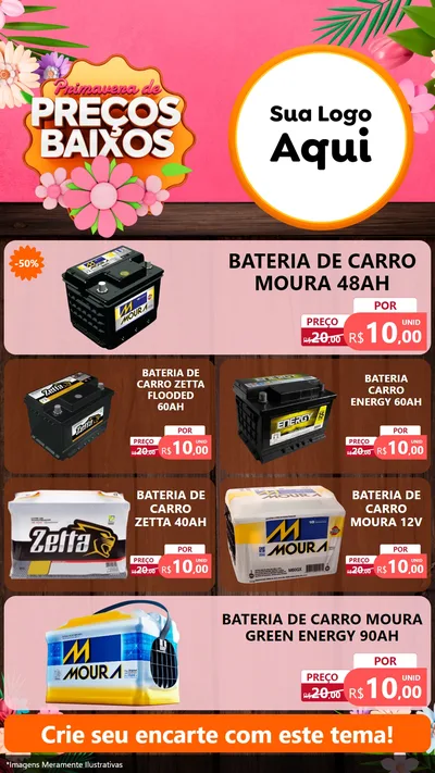 Modelo de TV para TV Vertical com o tema Primavera de Preços Baixos para Baterias Elétricas