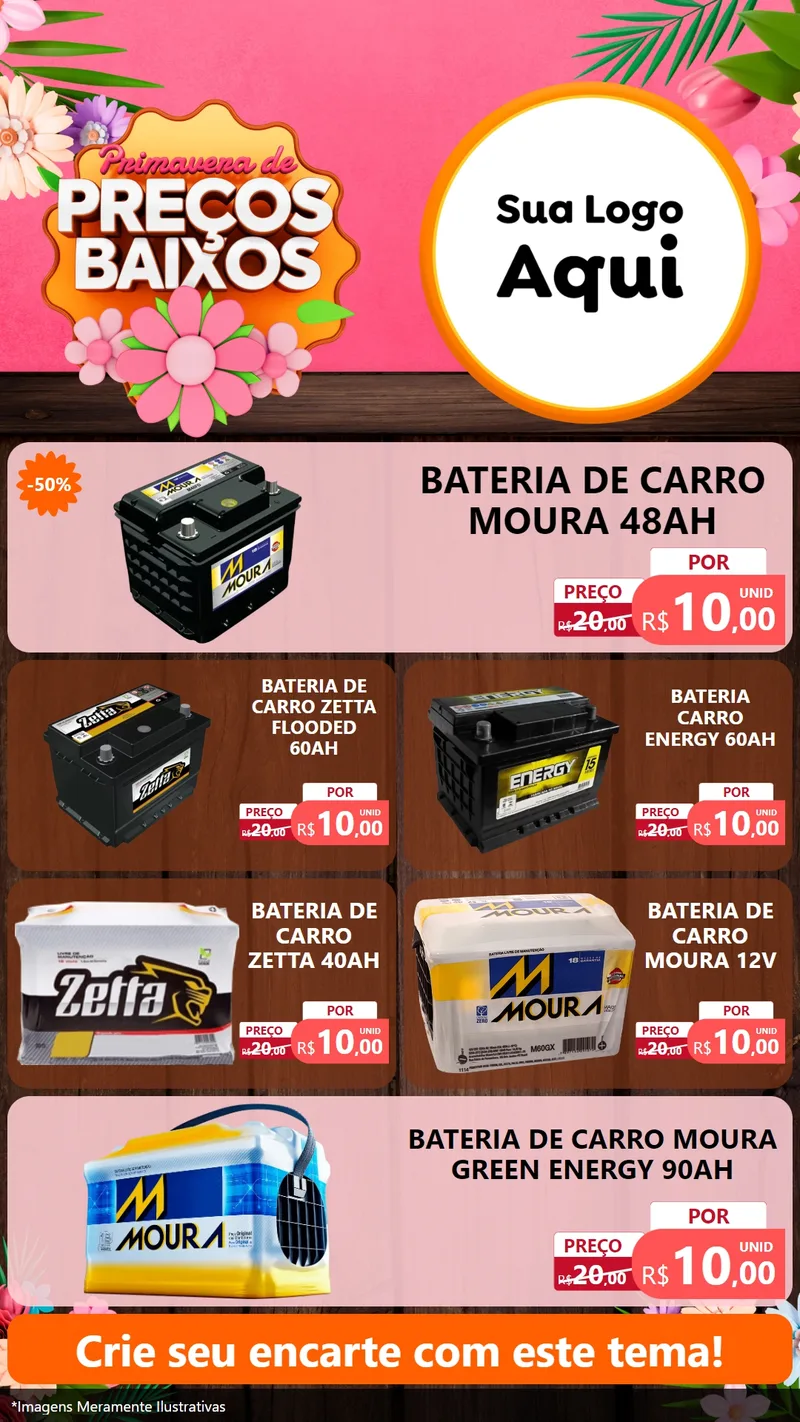 Modelo de TV para TV Vertical com o tema Primavera de Preços Baixos para Baterias Elétricas