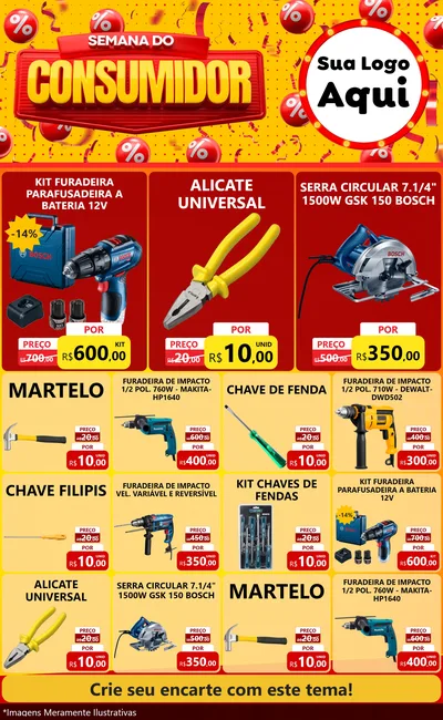 Modelo de Encarte para Encarte Grande com o tema Semana do Consumidor para Maquinas e Ferramentas