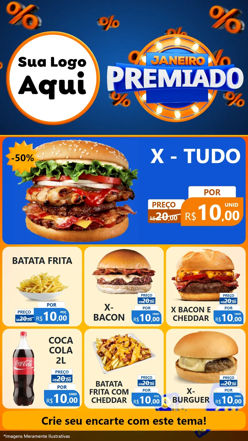 Modelo de Rede Social para Stories com o tema Janeiro Premiado para Hamburgueria